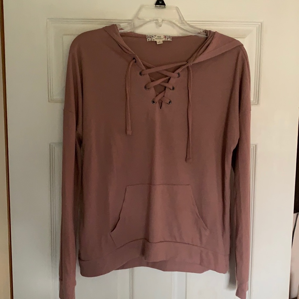 Pink light V-Neck hoodie